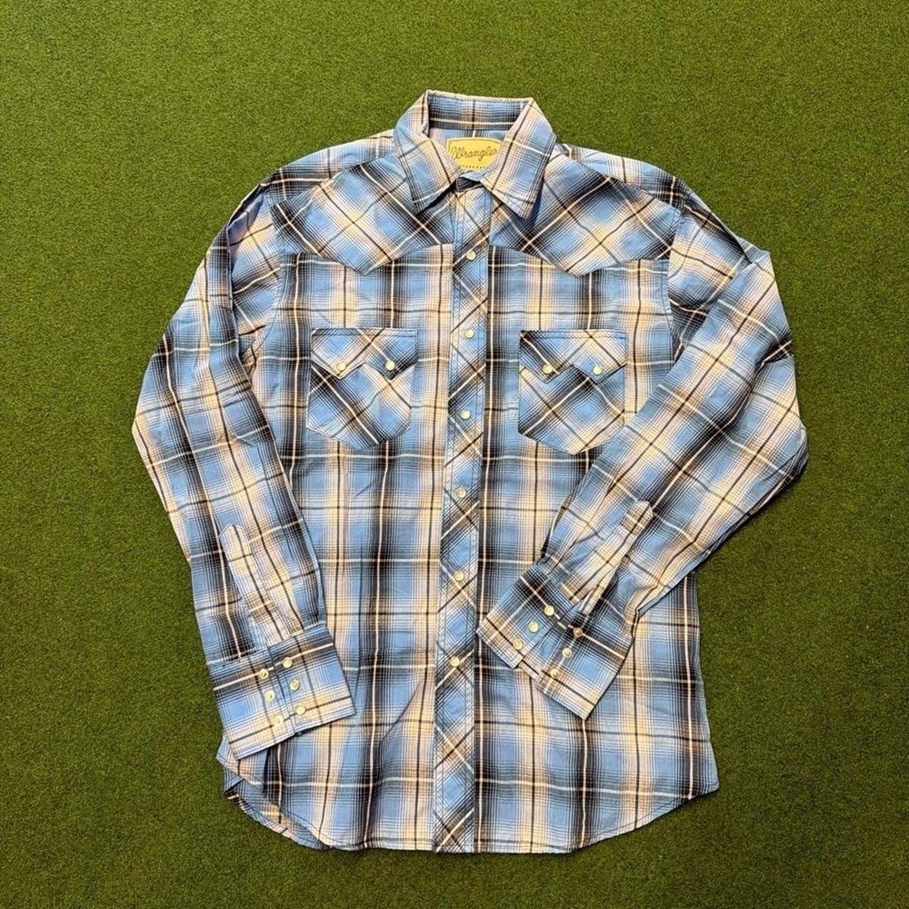 Vintage 90s wrangler plaid western pearl snap shirt 90s button up western shirt